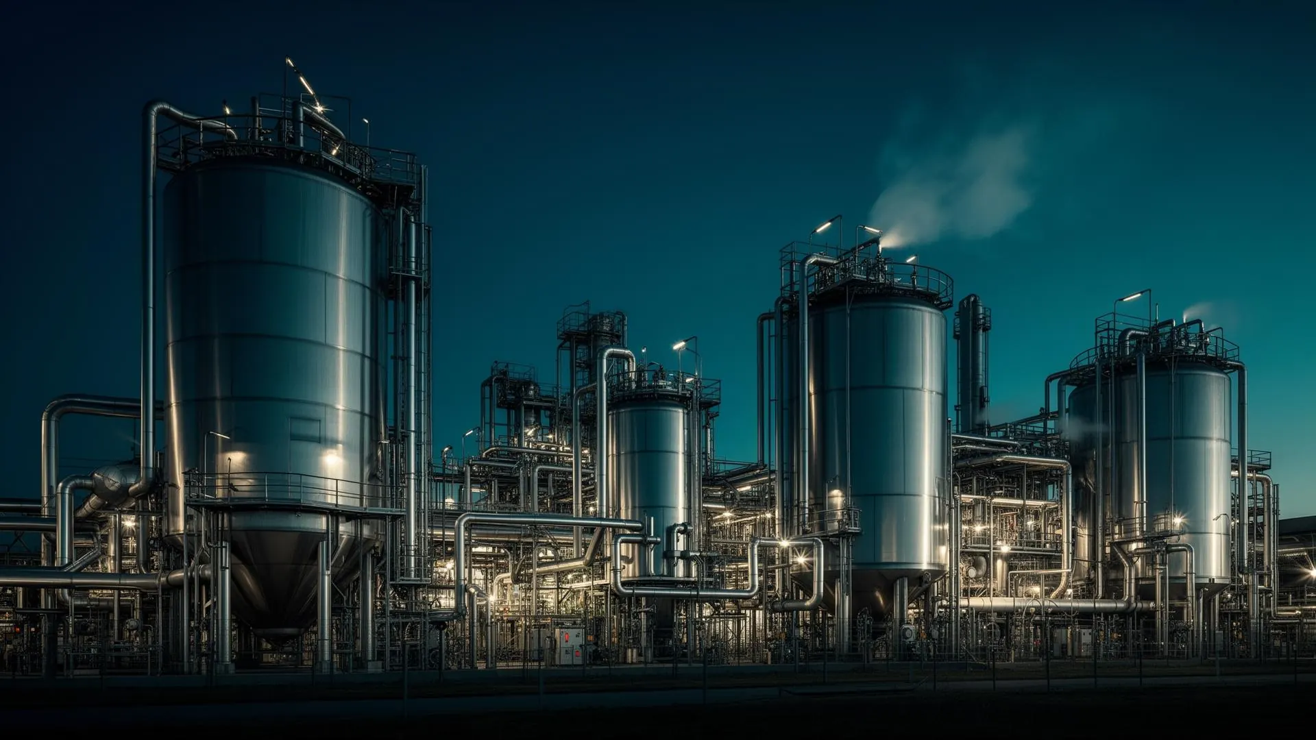 American Industrial Chemicals Inc production facility at dusk